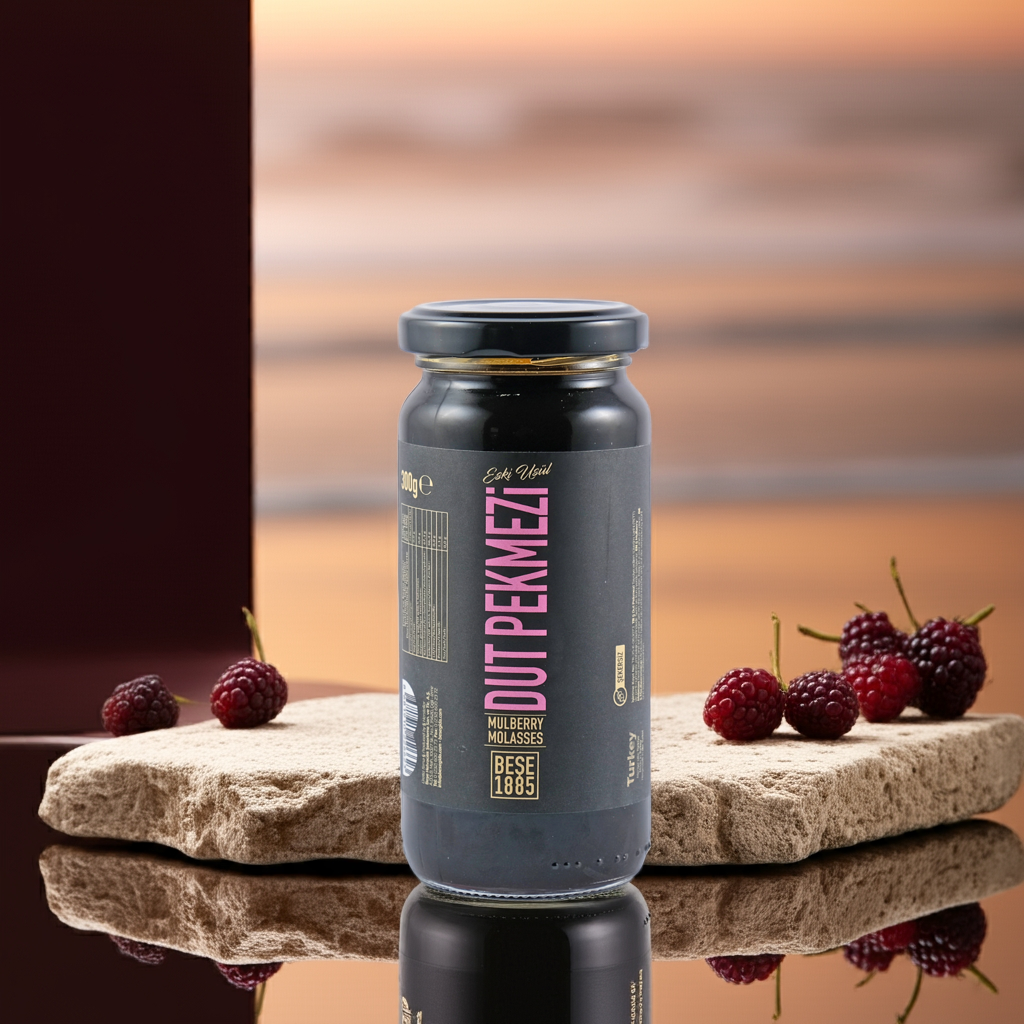 Organic 300g Mulberry Molasses with fresh black mulberries – Healthy natural syrup from Turkey