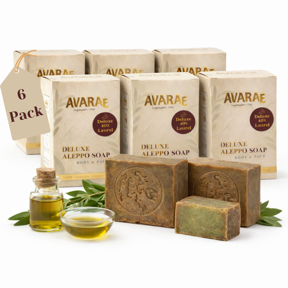 AVARAÉ Deluxe Aleppo Zeep Set – 6-Pack (40% Laurierbesolie) (200g) Avaraé
