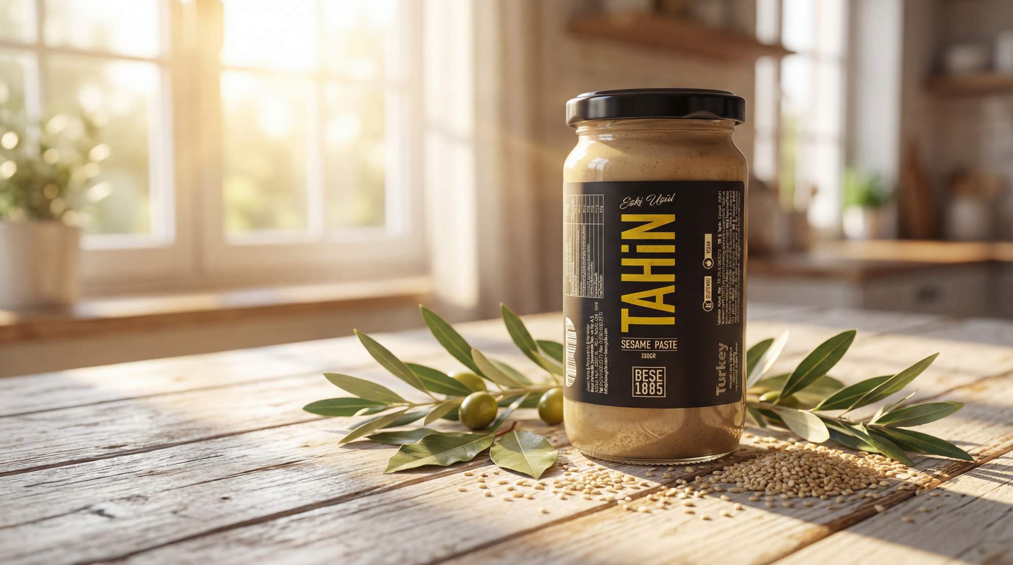 Premium Turkish Tahini – Stone-Ground Sesame Paste (500g Family Jar) TurkelloFoods