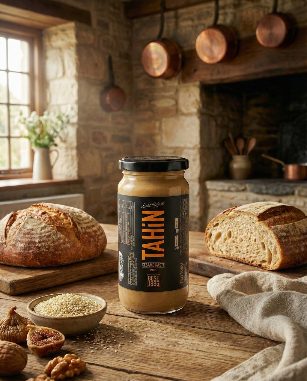 Premium Double Roasted Tahini Halva – 230gr Glass Jar TurkelloFoods