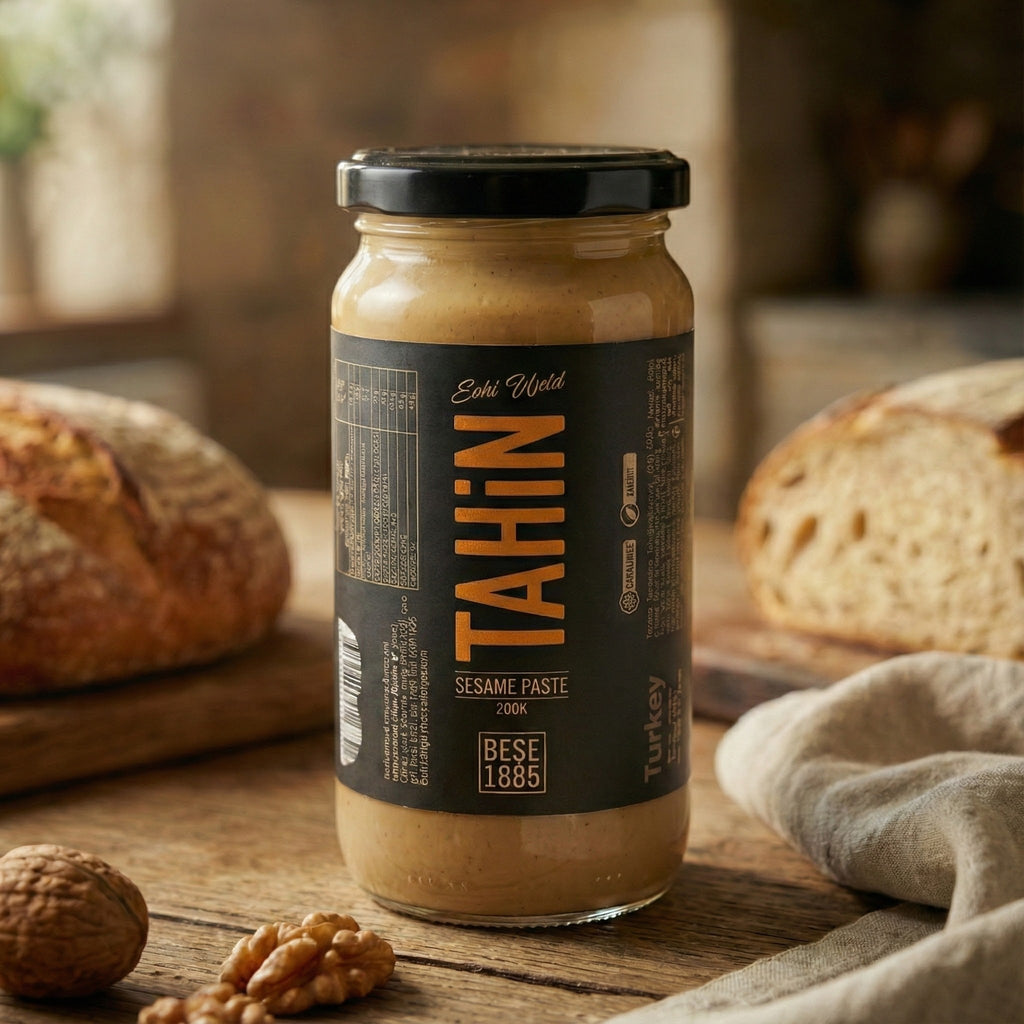 Premium Double Roasted Tahini Halva – 230gr Glass Jar TurkelloFoods