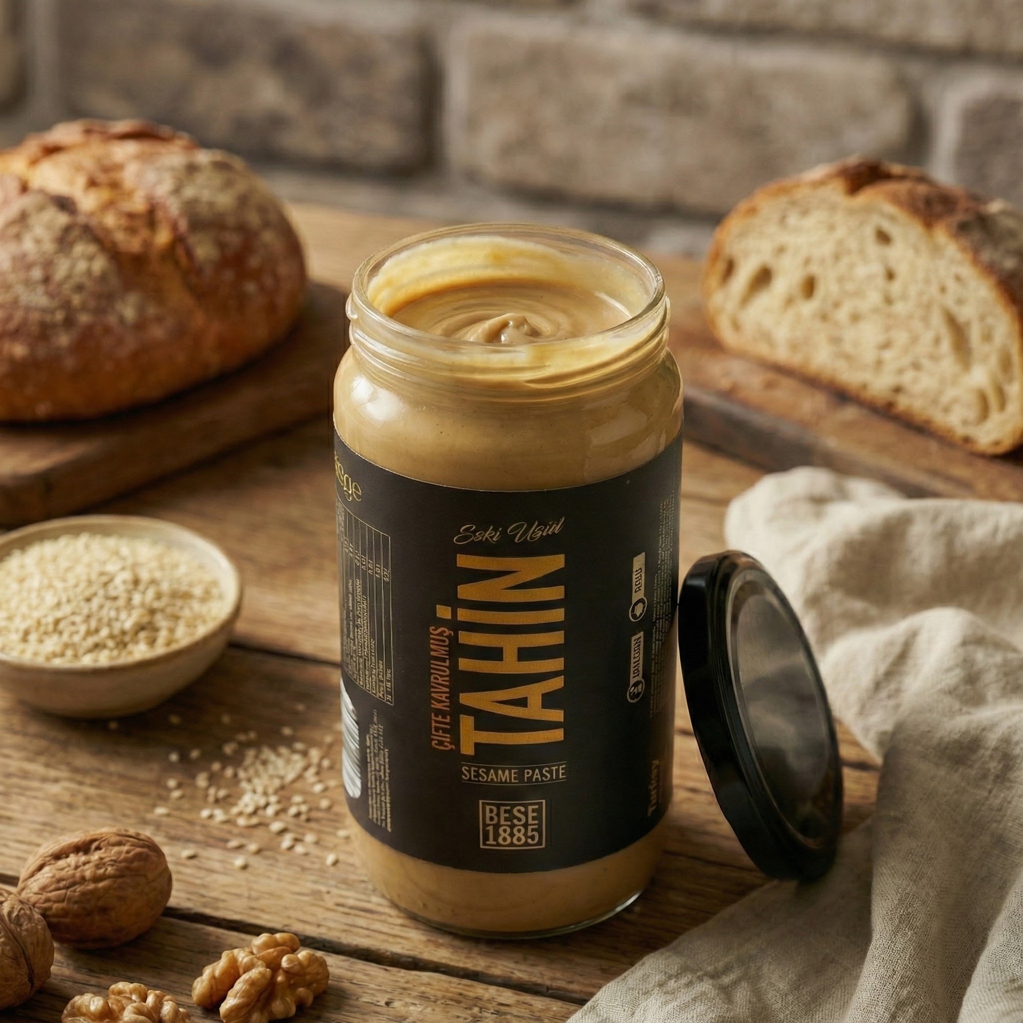 Premium Turkish Tahini – Stone-Ground Sesame Paste (500g Family Jar) TurkelloFoods