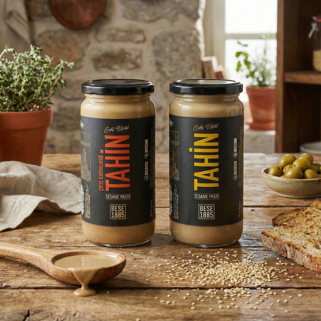 Tahini Lovers Bundle – Classic + Double Roasted | 100% Natural Turkish Sesame (2 × 230g) TurkelloFoods