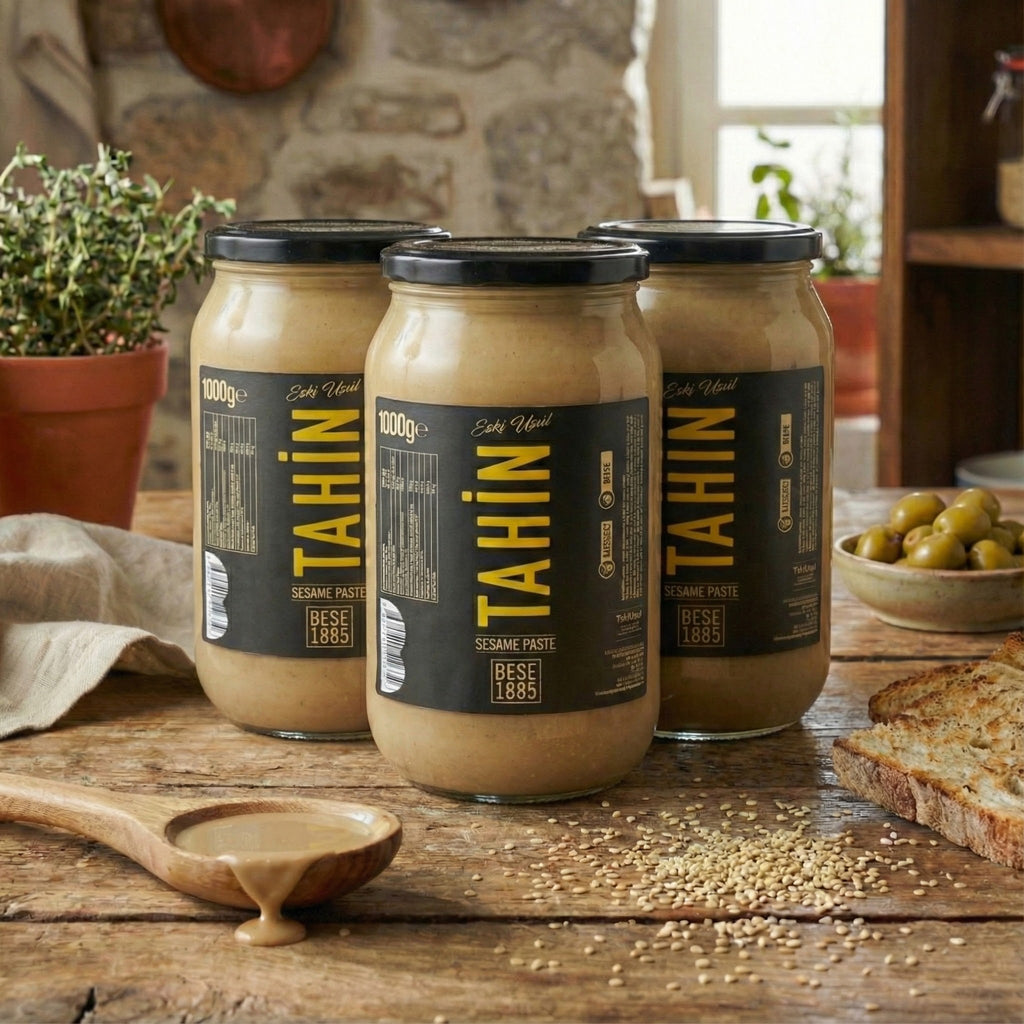 Premium Turkish Tahini – 100% Natural (3 x 1 kg Family Pack) TurkelloFoods