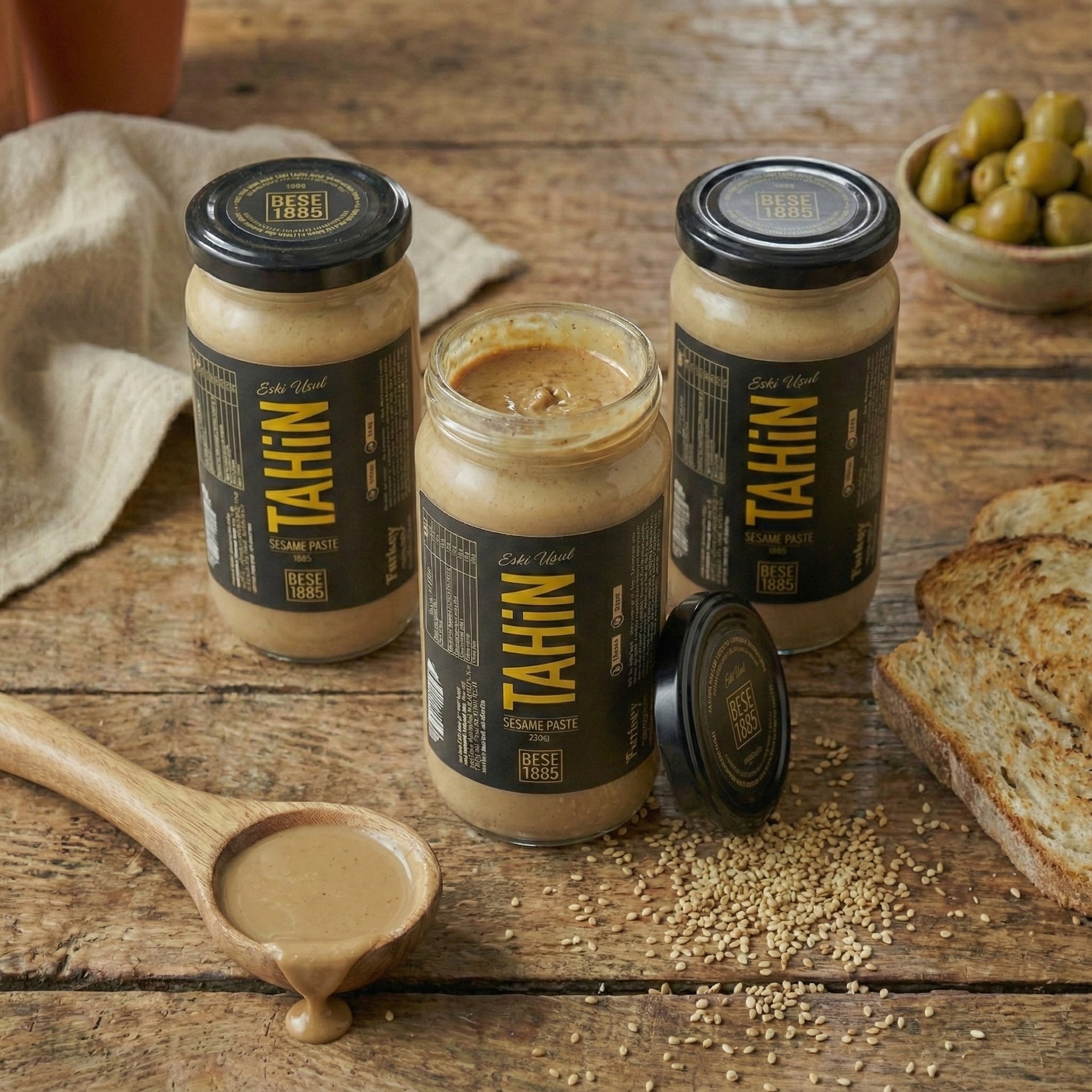 Stone-Ground Premium Tahini – 230g  3-Pack TurkelloFoods