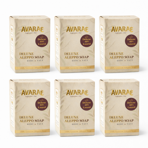 AVARAÉ Deluxe Aleppo Zeep Set – 6-Pack (40% Laurierbesolie) (200g) Avaraé