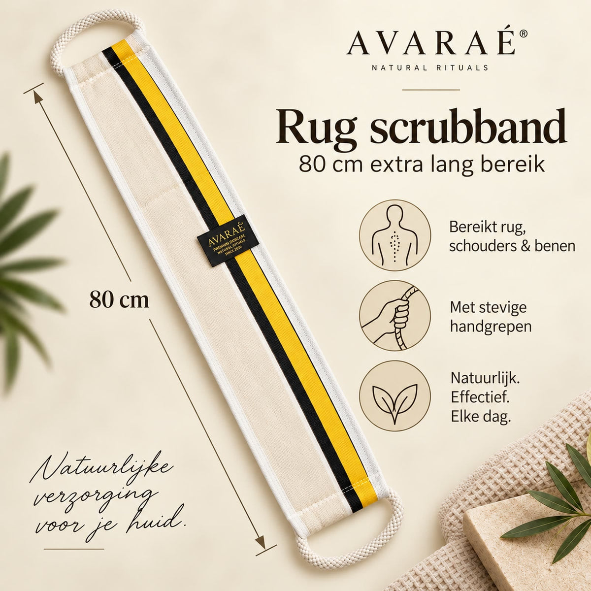 Rugscrubber met 80 cm extra lang bereik voor rug, schouders en benen
