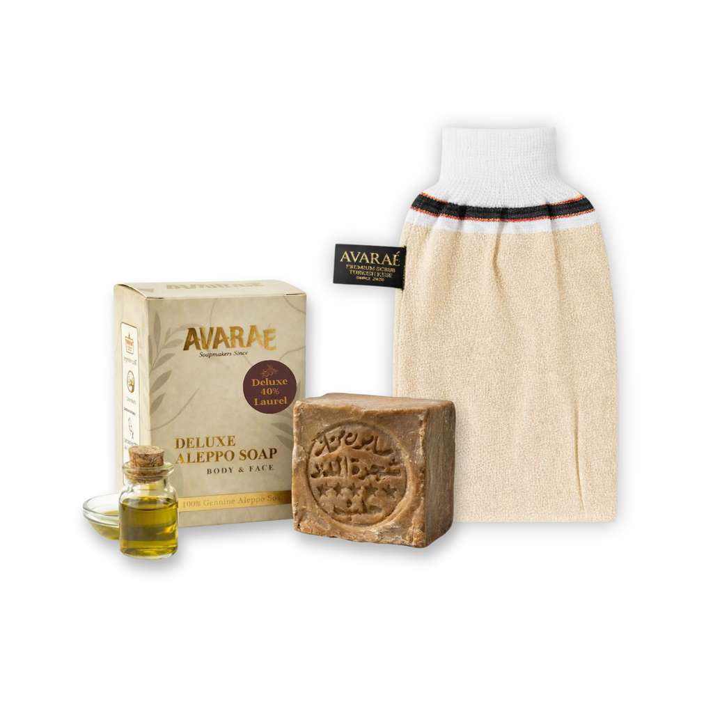 Avarae Kese & Aleppo Soap Set – 40% Laurel | Deep Exfoliation & Skin Care Avaraé