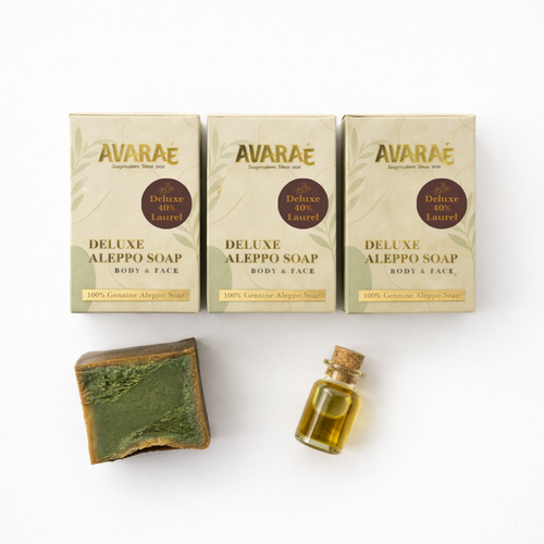 AVARAÉ Deluxe Aleppo Soap Set – 3-Pack (40% Laurel Berry Oil) (200 g) Avaraé
