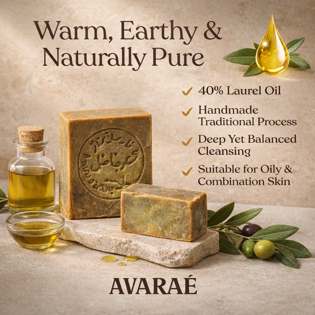 AVARAÉ Deluxe Aleppo Zeep Set – 3-Pack (40% Laurierbesolie) (200g) Avaraé