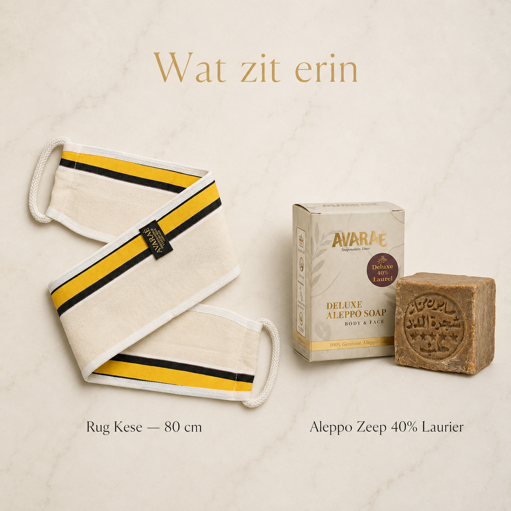 Avaraé Rug & Glans Set — Rugscrubber XL + Aleppo Zeep 40%