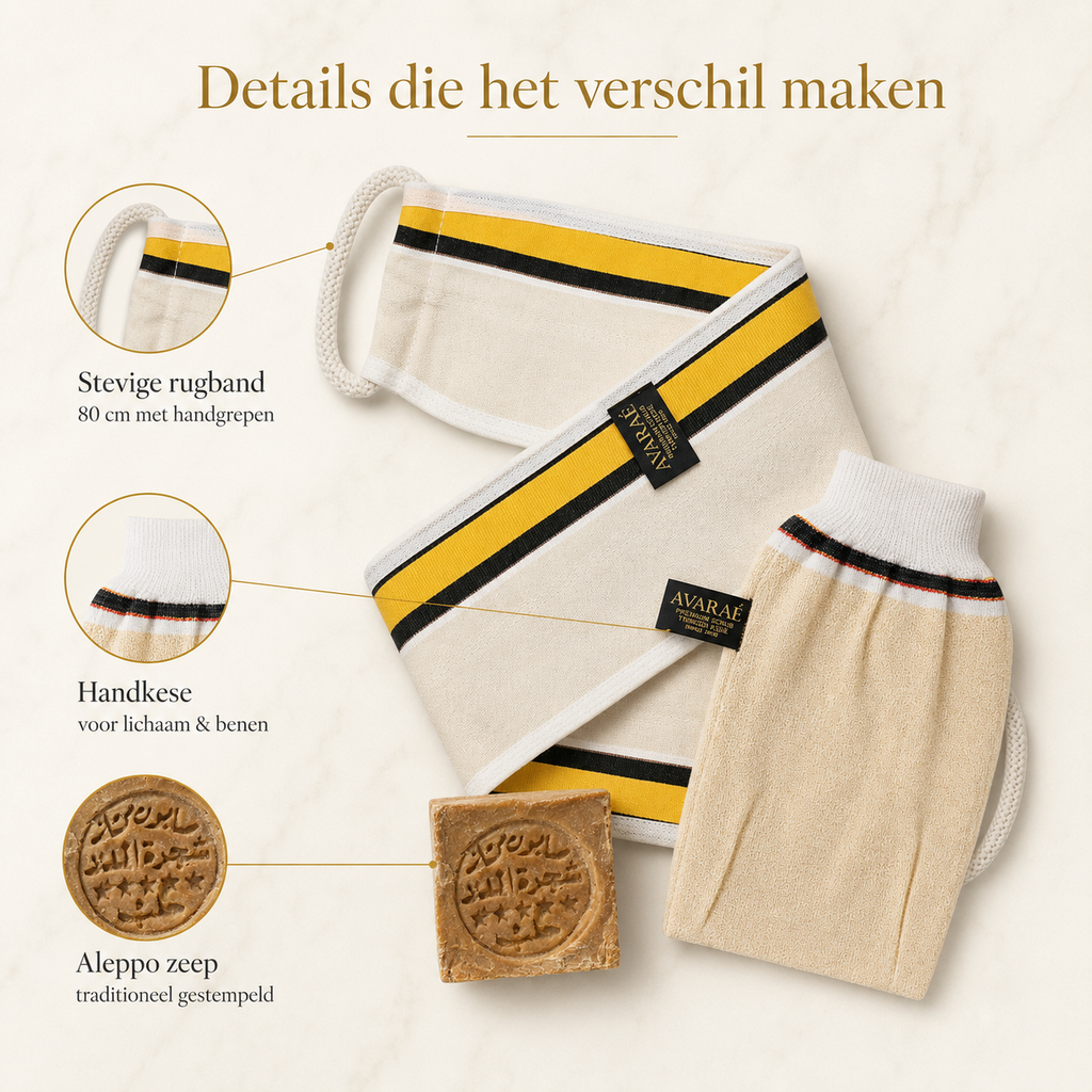 Avaraé Hammam Experience Set — Rug Kese + Hand Kese + Aleppo Zeep 40%