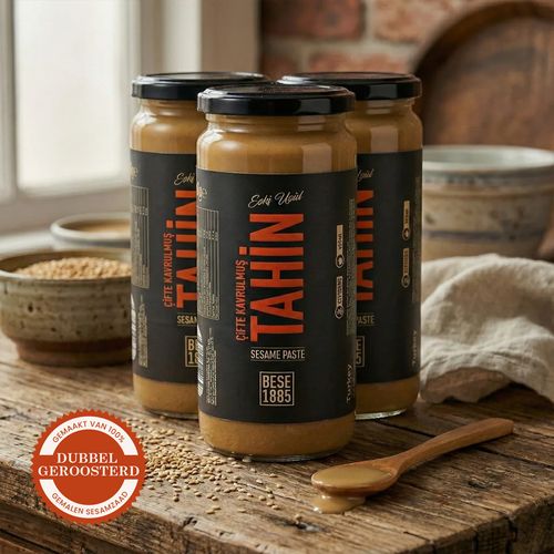 Double-Roasted Premium Tahini – 500g  3-Pack TurkelloFoods