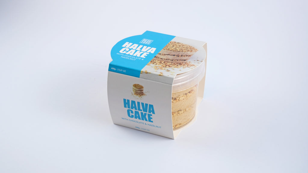 Angled back-side view of Premium Halva Cake packaging

Schuin achteraanzicht van Premium Halva Cake verpakking

Schräge Rückansicht der Premium Halva-Kuchen-Verpackung
