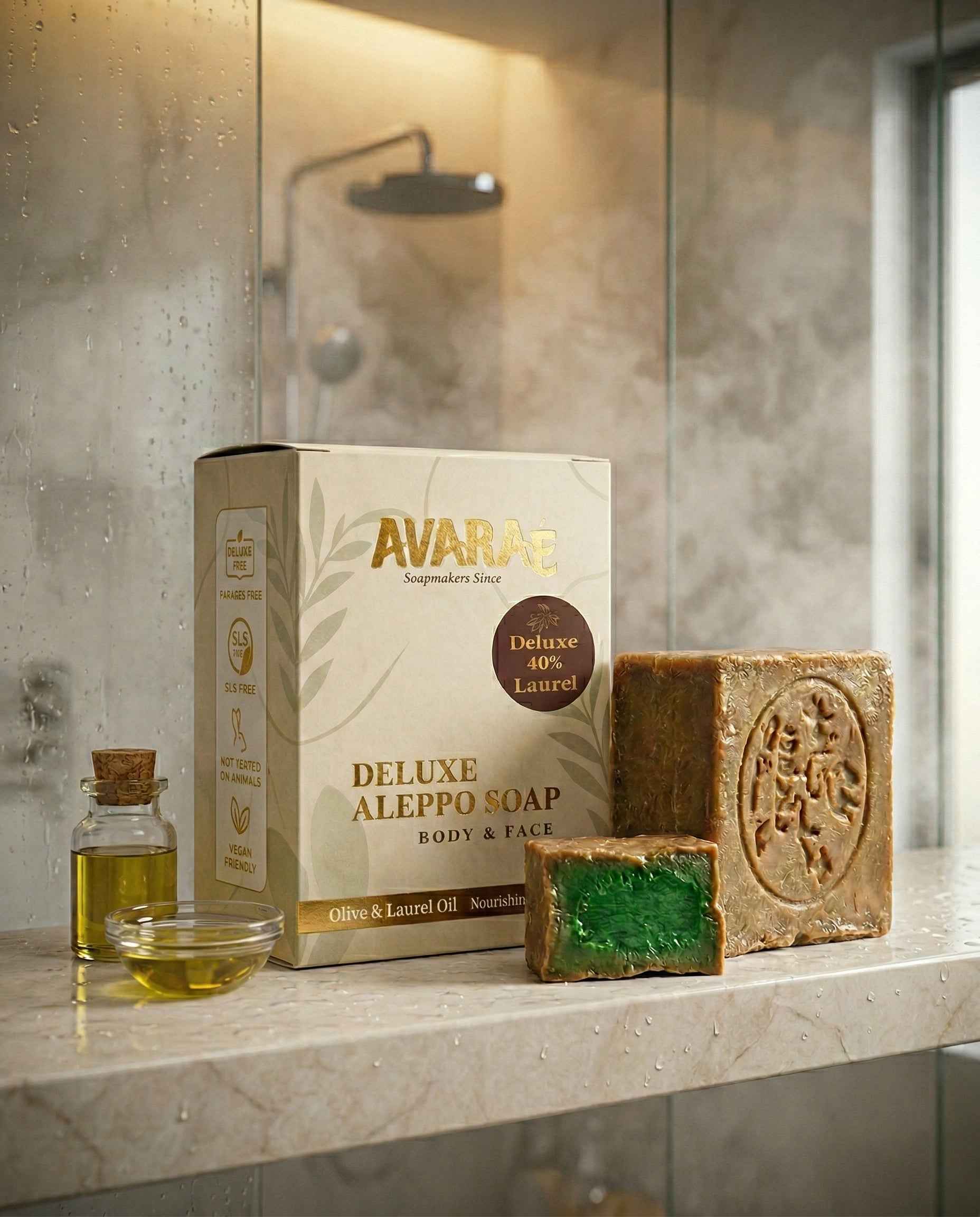 AVARAÉ Deluxe Aleppo Soap Set – 6-Pack (40% Laurel Berry Oil) (200 g)