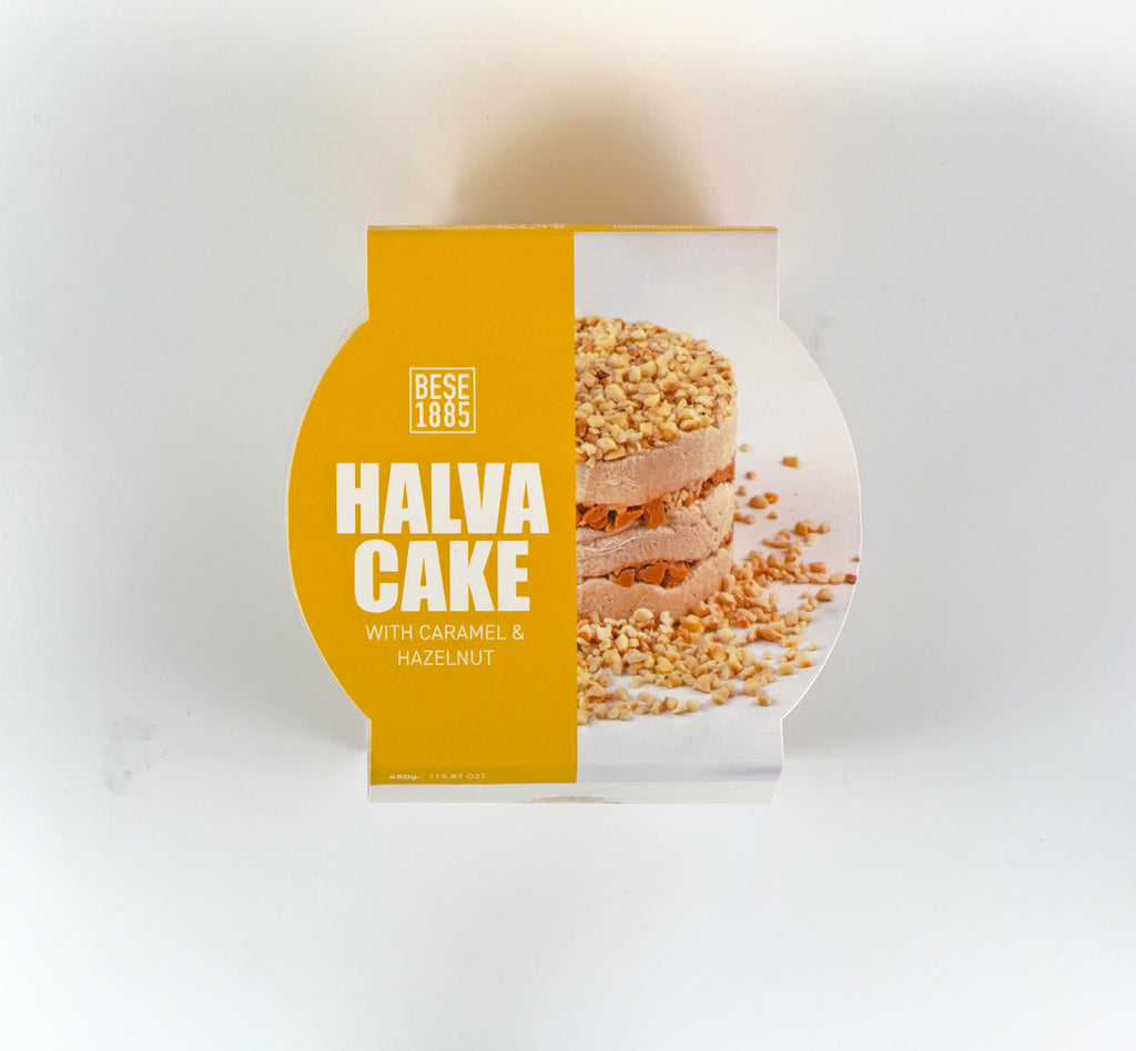 Top view of sealed Premium Halva Cake – Caramel & Hazelnut – 450g

Bovenaanzicht van gesloten Premium Halva Cake – Karamel & Hazelnoot – 450g

Draufsicht des versiegelten Premium Halva-Kuchens – Karamell & Haselnuss – 450g