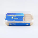 Bese 1885 plain halva 350g in clear plastic container with blue label on white background