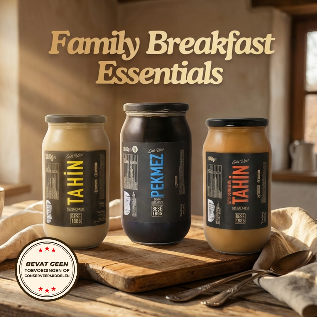 Premium Family Breakfast Essentials Pack | Double-Roasted Tahini, Classic Tahini & Grape Molasses TurkelloFoods