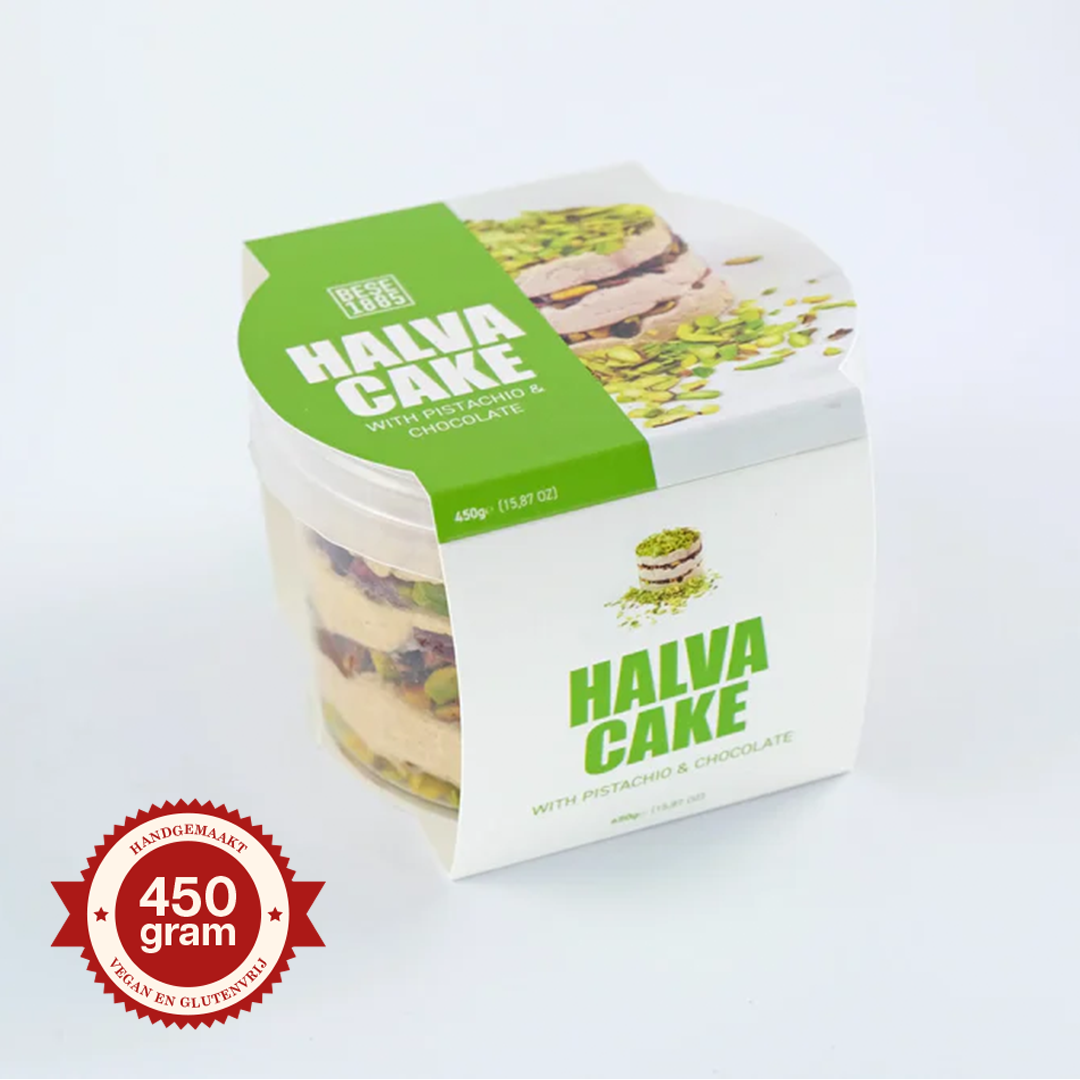 Premium Halva Cake – 450g – Pistachio & Chocolate TurkelloFoods