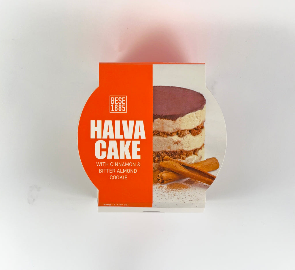 Top view of Premium Halva Cake – Cinnamon & Bitter Almond – 450g in green-red packaging

Bovenaanzicht van Premium Halva Cake – Kaneel & Bittere Amandel – 450g in groen-rode verpakking

Draufsicht des Premium Halva-Kuchens – Zimt & Bittermandel – 450g in grün-roter Verpackung

