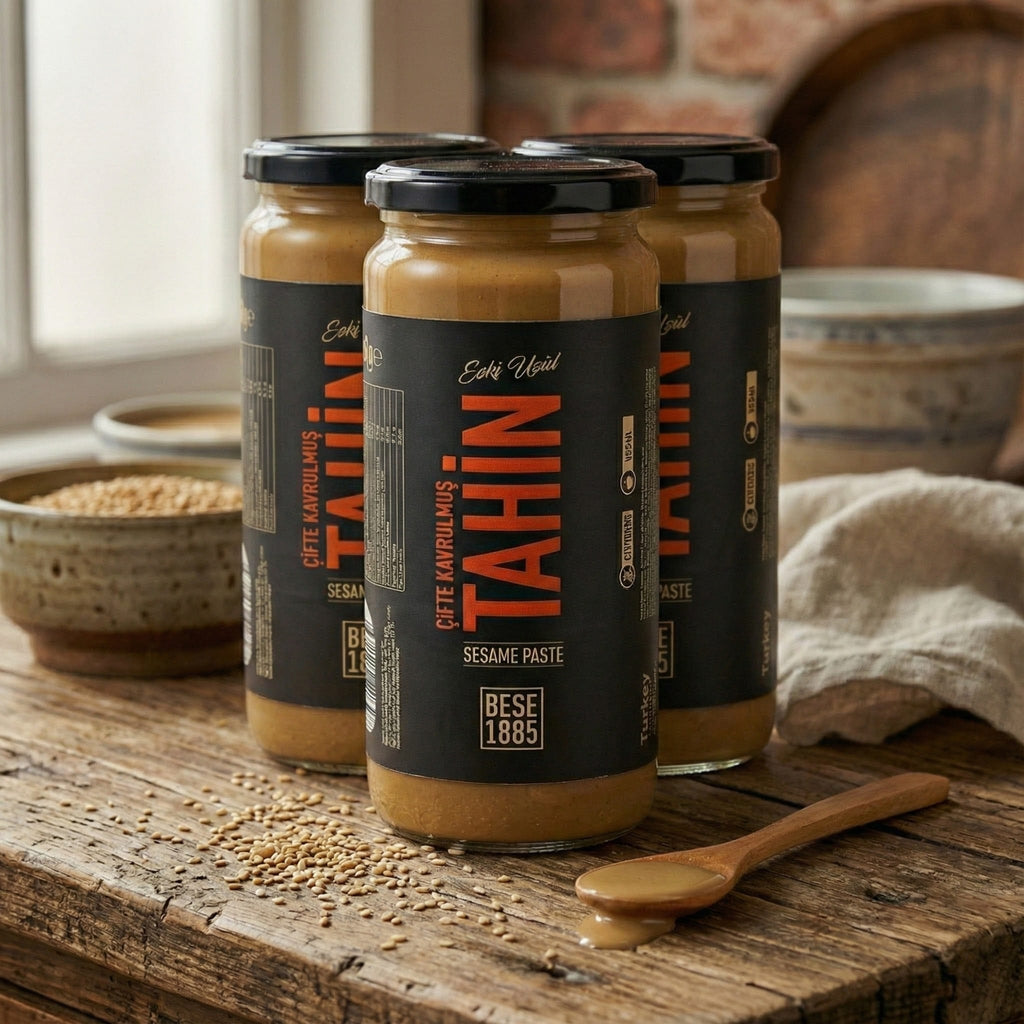 Double-Roasted Premium Tahini – 500g  3-Pack TurkelloFoods