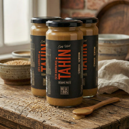 Double-Roasted Premium Tahini – 500g  3-Pack TurkelloFoods