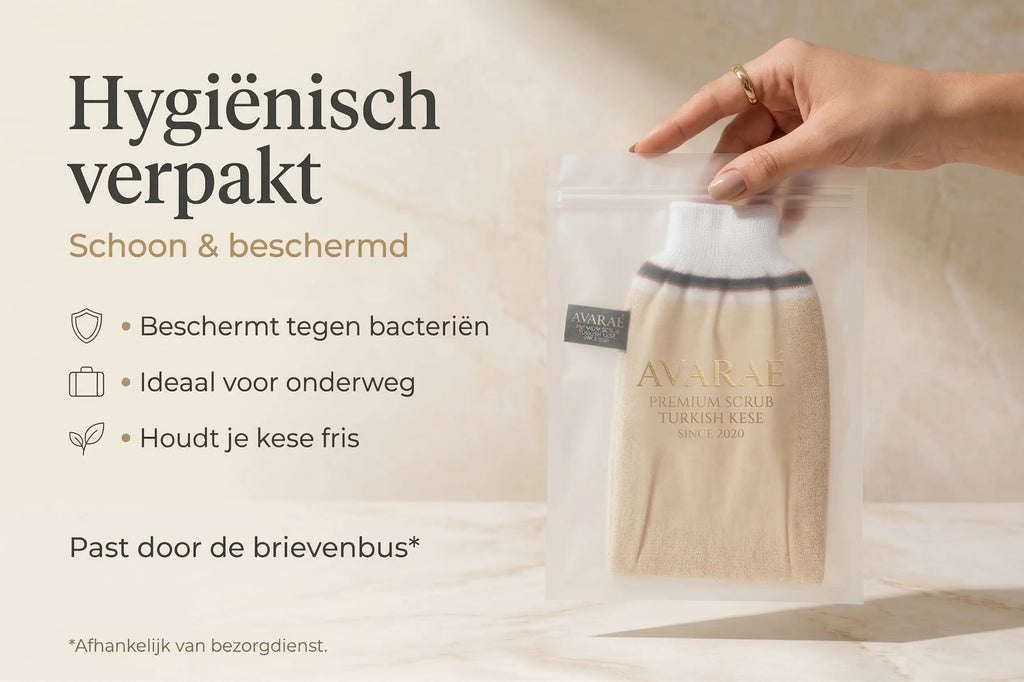 Avaraé Kese Handschoen Ecru — Authentieke Turkse Scrubhandschoen