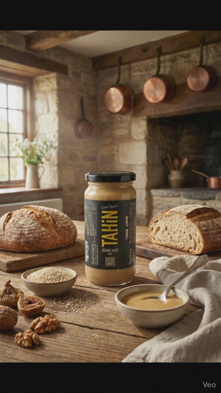 Premium Turkish Tahini – 100% Natural Stone-Ground Sesame Paste (230g Glass Jar)