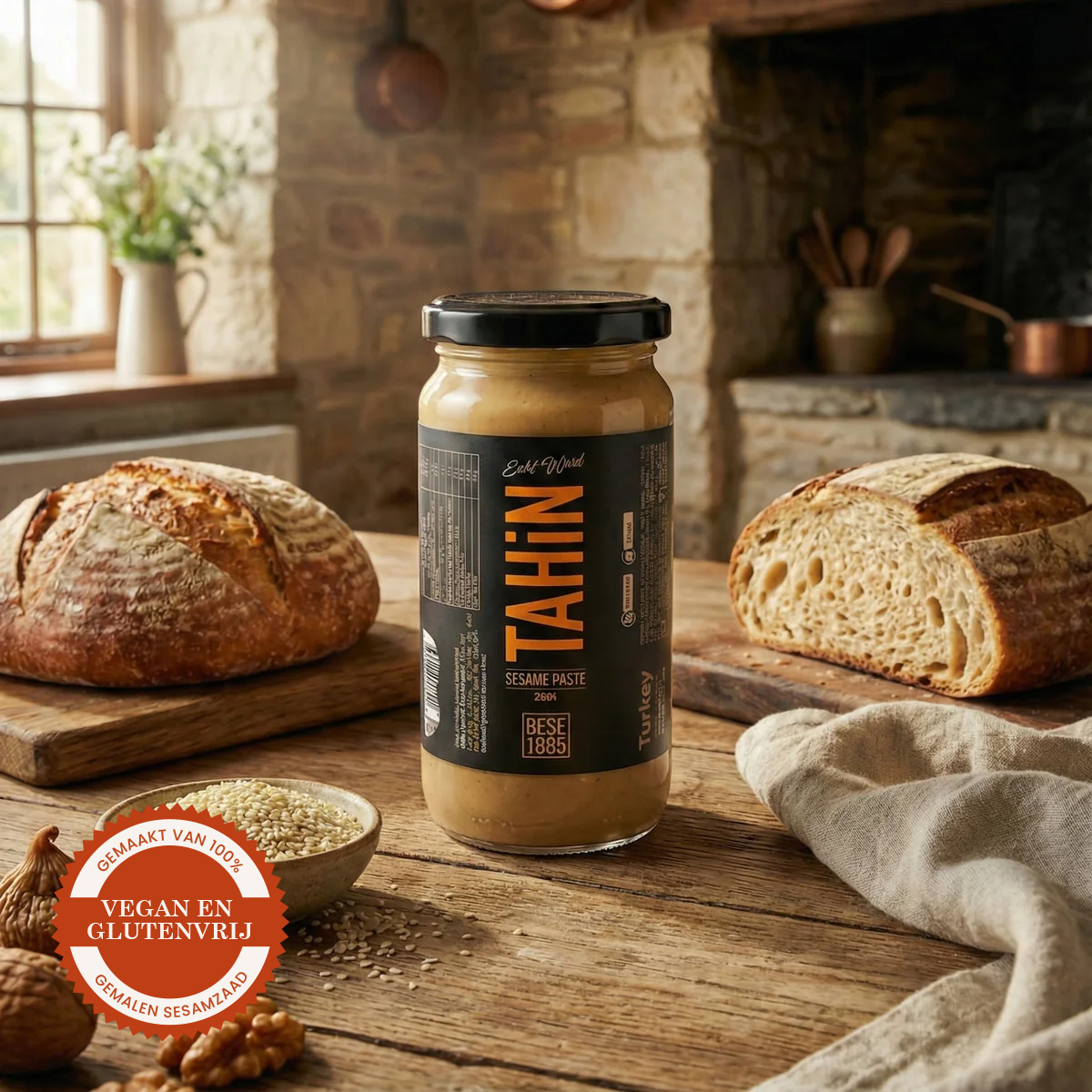 Premium Double Roasted Tahini Halva – 230gr Glass Jar TurkelloFoods